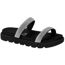 Sandália Feminina Rasteira Papete Tiras Stress Brilho Vizzano 6459.110.26769