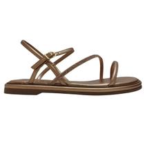 Sandália Feminina Rasteira Quiz com Strass Ajuste em Fivela