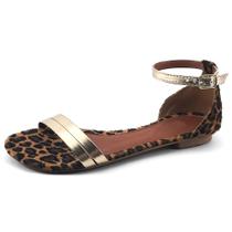 Sandália Feminina Rasteirinha Animal Print Moda Verão Bico Redondo Dia a Dia Casual JCL STORE