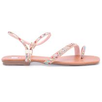 Sandália Feminina Rasteirinha Clássica Com Strass