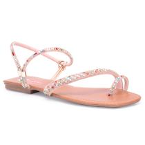 Sandália Feminina Rasteirinha Clássica Com Strass