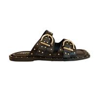 Sandália Feminina Rasteirinha Preta Pingo Dourado 76004 Sandália Feminina Rasteirinha Preta Pingo Dourado 76004