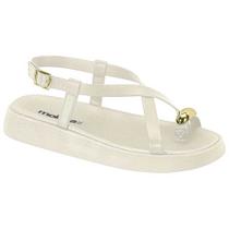 Sandália Feminina Ring Toe Branco Off Moleca 5499.107 Sandália Feminina Ring Toe Branco Off Moleca 5499.107