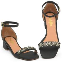 Sandália Feminina Saltinho 4 cm Detalhes em Flor Fivela Ajustável Tendência Moda Mulher Ref.301