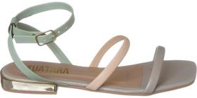 Sandália Feminina Saltinho Baixo Metalizado Rasteira Social