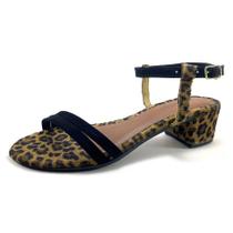 Sandália Feminina Salto 4,5cm Animal Print Cores Moda Verão Bico Redondo Dia a Dia Casual JCL STORE