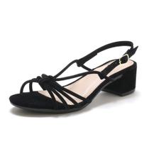 Sandália Feminina Salto 4,5cm Tiras Trançado Bico Redondo Verão Atemporal JCL STORE