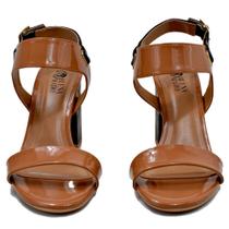 Sandália Feminina Salto 8,5cm Robusto Elegante cor Caramelo