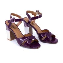 Sandália Feminina Salto 9,5cm Grosso Linha Premium cor Açaí 3450