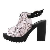 Sandália Feminina Salto Alto Bloco Naja Animal Print Moderna Sandália Feminina Salto Alto Bloco Naja Animal Print Moderna