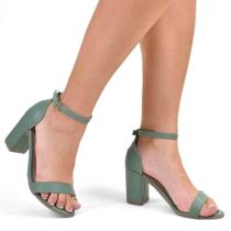 Sandália Feminina Salto Alto Clássica Confortável Verde Menta