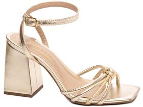 Sandália Feminina Salto Alto Cor Dourado Fivela de Ajuste