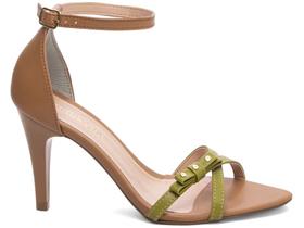 Sandália Feminina Salto Alto Fino 9cm Bico Fino Conforto Estilo Verde Sandália Feminina Salto Alto Fino 9cm Bico Fino Conforto Estilo Verde