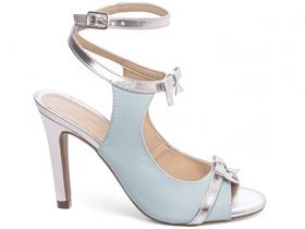 Sandália Feminina Salto Alto Fino Bico Fino Luxo Premium 9,5 cm Azul Claro Torricella