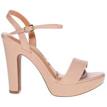 Sandália Feminina Salto Alto Grosso Modelo Meia Pata Plataforma Vizzano Fechamento com Fivela Moda