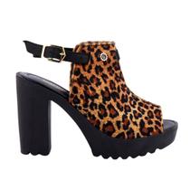 Sandália Feminina Salto Alto Grosso Onça Moda Clássica Linda Sandália Feminina Salto Alto Grosso Onça Moda Clássica Linda