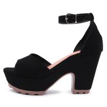 Sandalia Feminina Salto Alto Grosso Preto