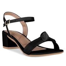 Sandalia Feminina Salto Baixo Bloco Grosso Casual Confortavel Moda Fivela Laco No