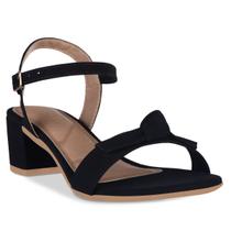 Sandália Feminina Salto Baixo Bloco Grosso Casual Confortável Moda Fivela Laço No Nobuck