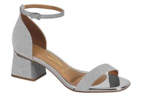 Sandália Feminina Salto Baixo Bloco Vizzano Prata 64281042