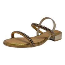 Sandália Feminina Salto Baixo Brilho Estilo Mississipi