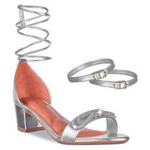 Sandalia Feminina Salto Baixo Metalizada A346