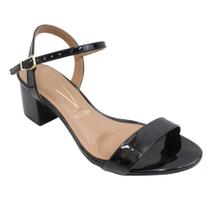 Sandália Feminina Salto Baixo Vizzano 6291.900 - Preto Verniz - 35