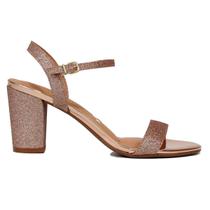 Sandalia Feminina Salto Bloco Alto Glitter Festa Prata Vizzano 6262.474