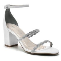 Sandália Feminina Salto Bloco Branco Via Marte 115-011-01