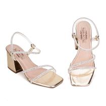 Sandália Feminina Salto Bloco com Brilho-251106