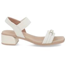 Sandália Feminina Salto Bloco Couro Marfim Usaflex AN27004 Sandália Feminina Salto Bloco Couro Marfim Usaflex AN27004
