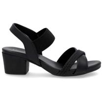 Sandália Feminina Salto Bloco Couro Preto Usaflex AE32035 Sandália Feminina Salto Bloco Couro Preto Usaflex AE32035