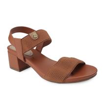 Sandália Feminina Salto Bloco Elástico Canelado - Avelã - Modare Ultraconforto Marrom