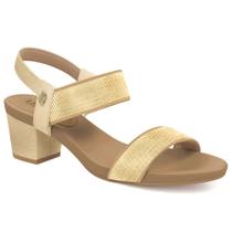 Sandália Feminina Salto Bloco Elástico Ouro Light Usaflex Y8204 Sandália Feminina Salto Bloco Elástico Ouro Light Usaflex Y8204