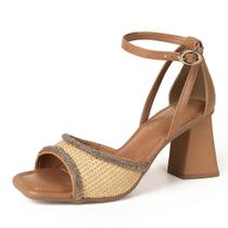 Sandália Feminina Salto Bloco Elegante Estilo Tanara Sandália Feminina Salto Bloco Elegante Estilo Tanara
