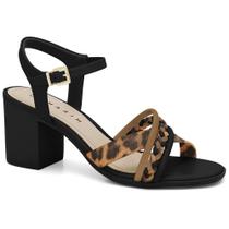 Sandália Feminina Salto Bloco Preto Camel Ramarim 2431206-0004