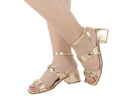 Sandália Feminina Salto Bloco Quadrado 5 cm Casual com abs Confortável