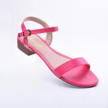 Sandália Feminina Salto Bloco Saltinho de 3cm de Altura Antiderrapante Cor Pink