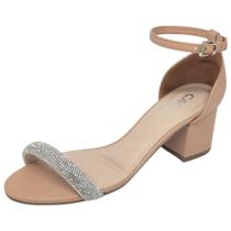 Sandália Feminina Salto Bloco Tira em Strass Elegante Cacci Sandália Feminina Salto Bloco Tira em Strass Elegante Cacci