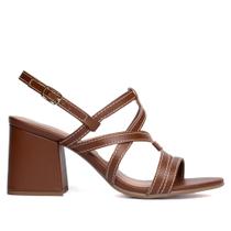 Sandália Feminina Salto Bloco Tiras Entrelaçadas Marrom Sandália Feminina Salto Bloco Tiras Entrelaçadas Marrom