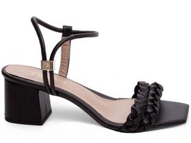 Sandália Feminina Salto Cor Prata com Fivela de Ajuste Sandália Feminina Salto Cor Prata com Fivela de Ajuste