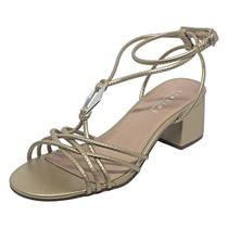 Sandália Feminina Salto Elegante Enfeite Metalico Lia Line