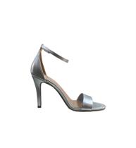 Sandália feminina salto fino alto pra festa prata Off Line