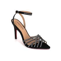 Sandália Feminina Salto Fino Strass Solado Vermelho Isadora Sandália Feminina Salto Fino Strass Solado Vermelho Isadora