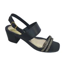 Sandália Feminina Salto Grosso 5 cm Moda Pé 008 Strass