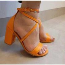 Sandália Feminina Salto Grosso 8,5cm Moda Evangélica Clássica Festa Social Confortável Elegante