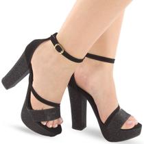 Sandália Feminina Salto Grosso Alto Meia Pata Confortável P125