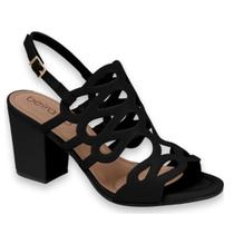 Sandalia Feminina Salto Grosso Beira Rio Conforto 8280693 Cor:PretoTamanho:35