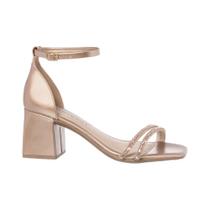 Sandália Feminina Salto Grosso Brilho Festa Confortável Luxo Sandália Feminina Salto Grosso Brilho Festa Confortável Luxo