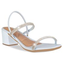 Sandália Feminina Salto Grosso com Tiras de Strass AF3.12 A
